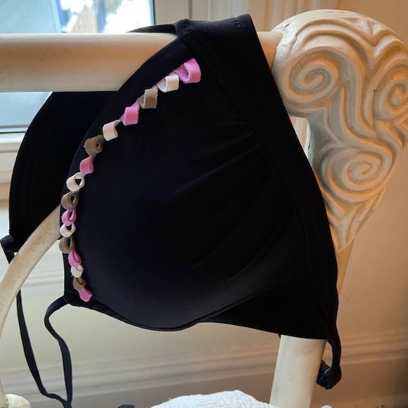 Lidea Black Bikini with Pink and Cream Trim - Picture 2 of 14